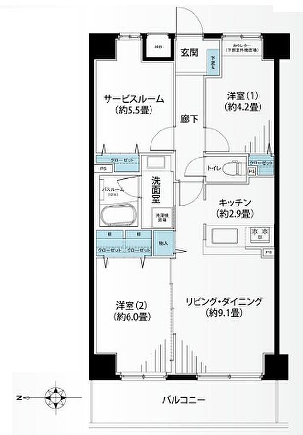 ルピナス戸塚ロイヤルヒルズ(2SLDK) 7階の間取り図