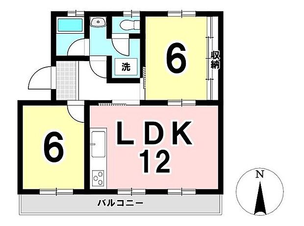 緑苑東団地 7号棟(2LDK) 4階の間取り図