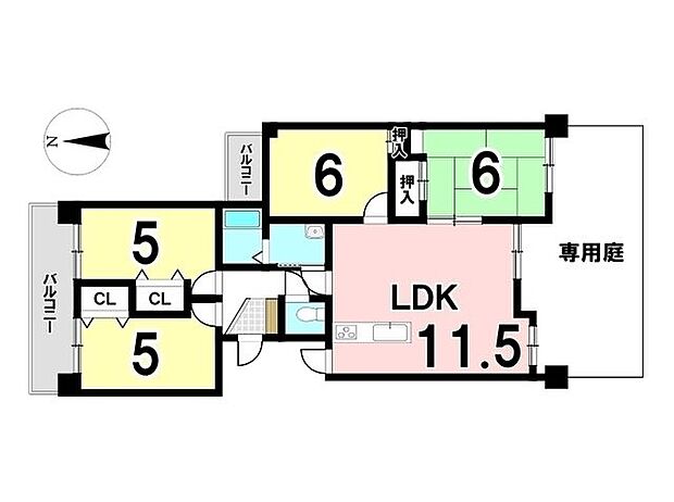 ナビハイツ六軒マンション(4LDK) 1階の内観