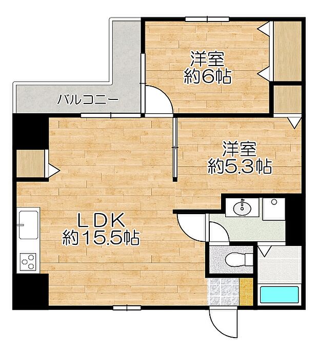 グレイスハイツ板宿(2LDK) 3階の間取り図
