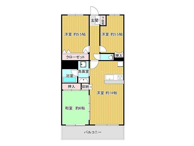 アーネスト晴美台(3LDK) 6階/6Fの間取り図