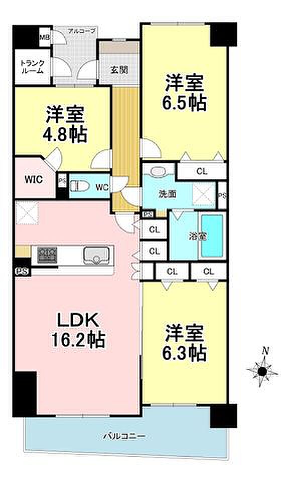 サーパス東長野第2(3LDK) 3階の間取り図