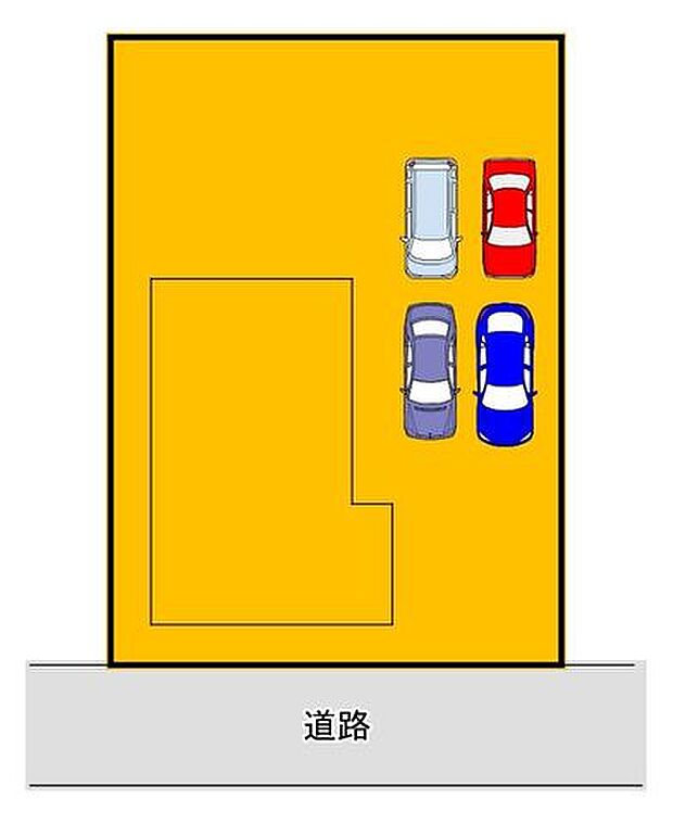 普通車縦並列4台駐車可能