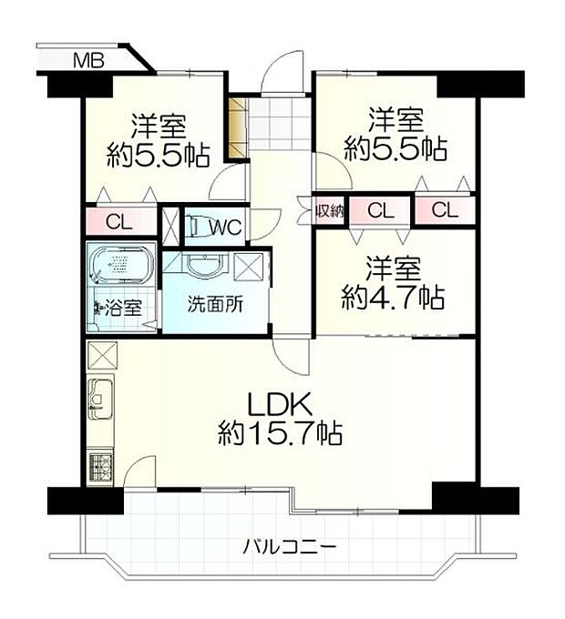 ラルゴ岩沼セントラルプラザ(3LDK) 9階の間取り図