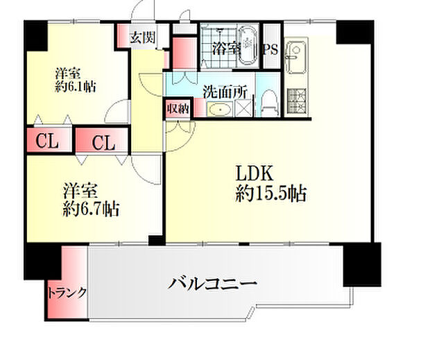 ライオンズマンション片平(2LDK) 8階の間取り図