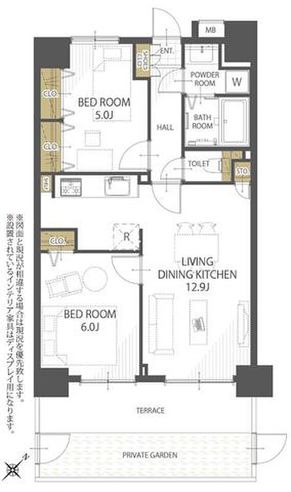 パテラスクエア薬円台(2LDK) 1階の間取り図