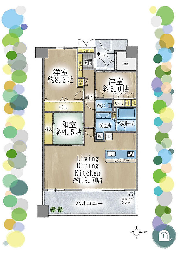 茨木市駅前アーバンライフ(3LDK) 4階の間取り図