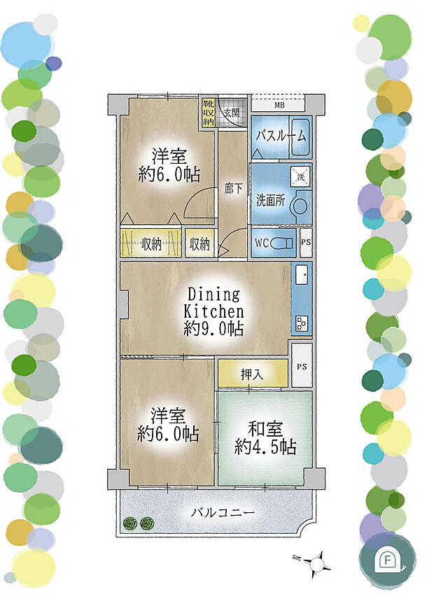 千里レックスマンションＡ棟(3DK) 4階の間取り図