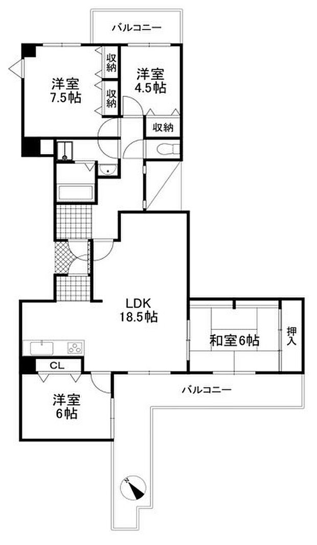 ロイヤル吹田藤ヶ丘(4LDK) 5階の間取り図