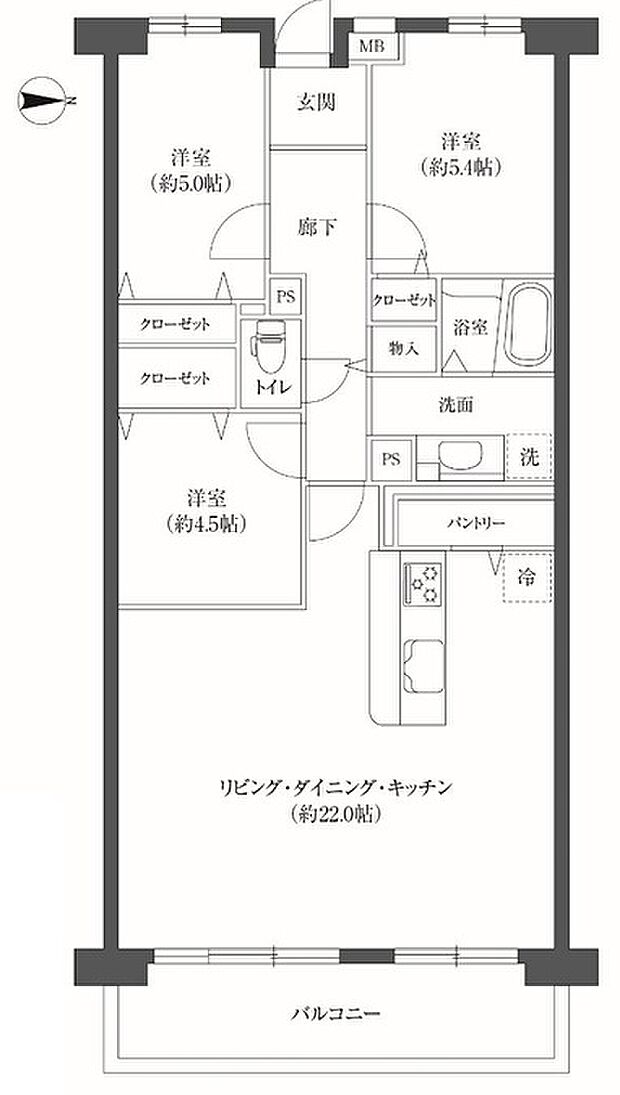 ファミール北大阪パークサイド(3LDK) 13階の間取り図