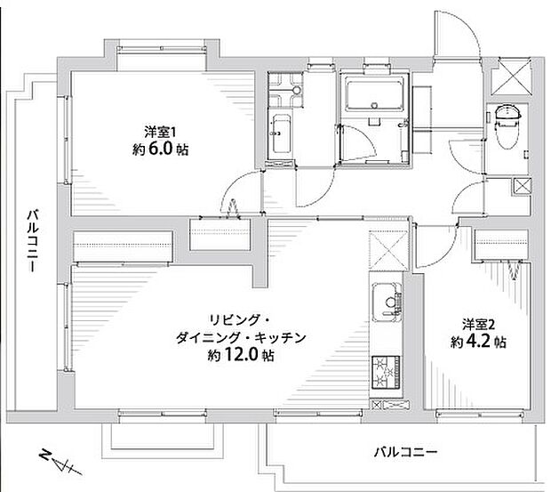 千里山田グリーンハイツ３号棟(3LDK) 2階の間取り図
