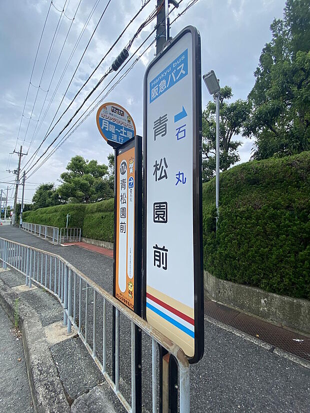 【近隣バス停】阪急バス『青松園前』停まで徒歩５分です。北大阪急行『千里中央』駅までのアクセスが可能です。朝の混み合う時間帯には１時間に１０本前後バスが運行されていて、通勤や通学にも助かります◎