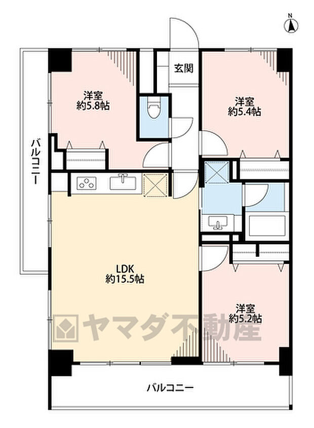 ロイヤルマンション荒江(3LDK) 3階の間取り図