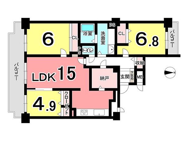 サーラシティみなと通り(3SLDK) 4階の間取り図