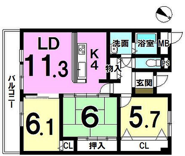 エメラルドマンション南台(3LDK) 12階の間取り図