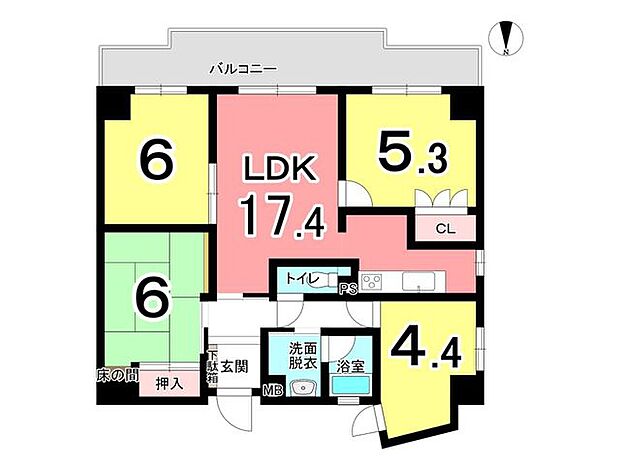 丸美ロイヤルマンション中柴(4LDK) 3階の内観
