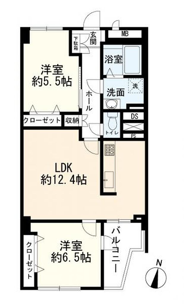 パロス大倉山(2LDK) 4階の間取り図