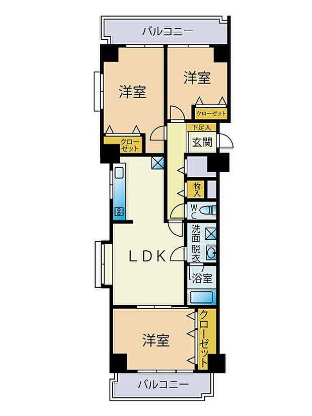 ライオンズマンション高宮第5(3LDK) 6階の間取り図