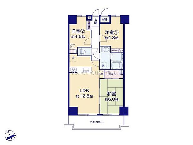 下総中山グランドハイツ(3LDK) 1階の間取り図