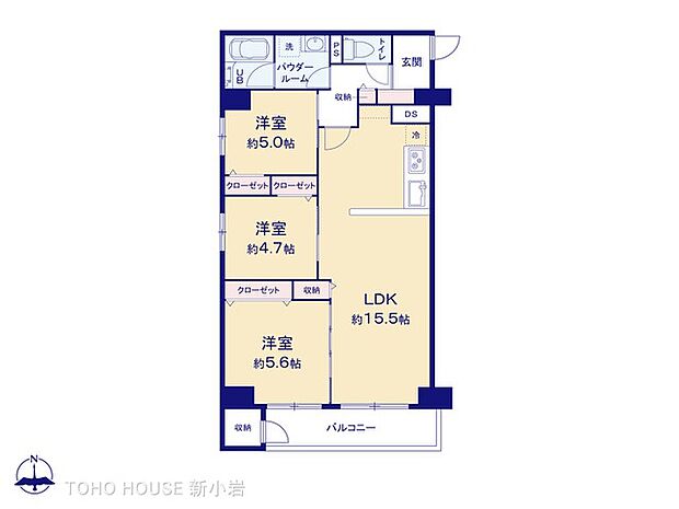 パークサイド船橋(3LDK) 9階の間取り図