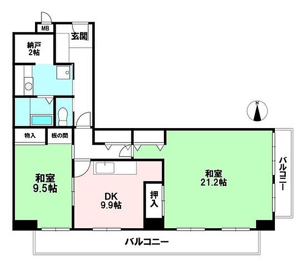 ファミールハイツ北大阪　1号棟(2DK) 2階の内観