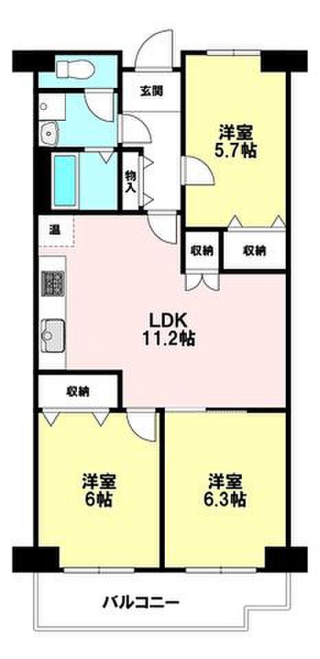 フルーレ第2新大阪(3LDK) 8階の間取り図