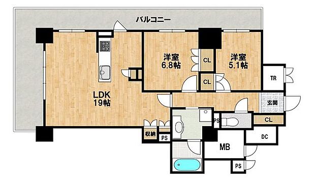 ローレルタワー尼崎(2LDK) 28階の内観