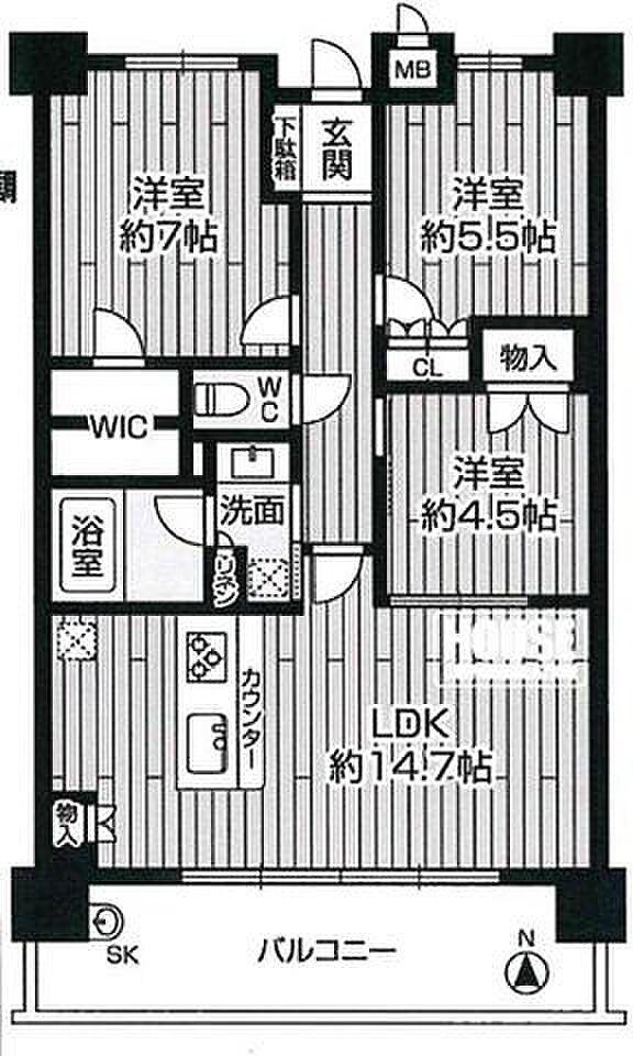リベール新大阪(3LDK) 4階の間取り図