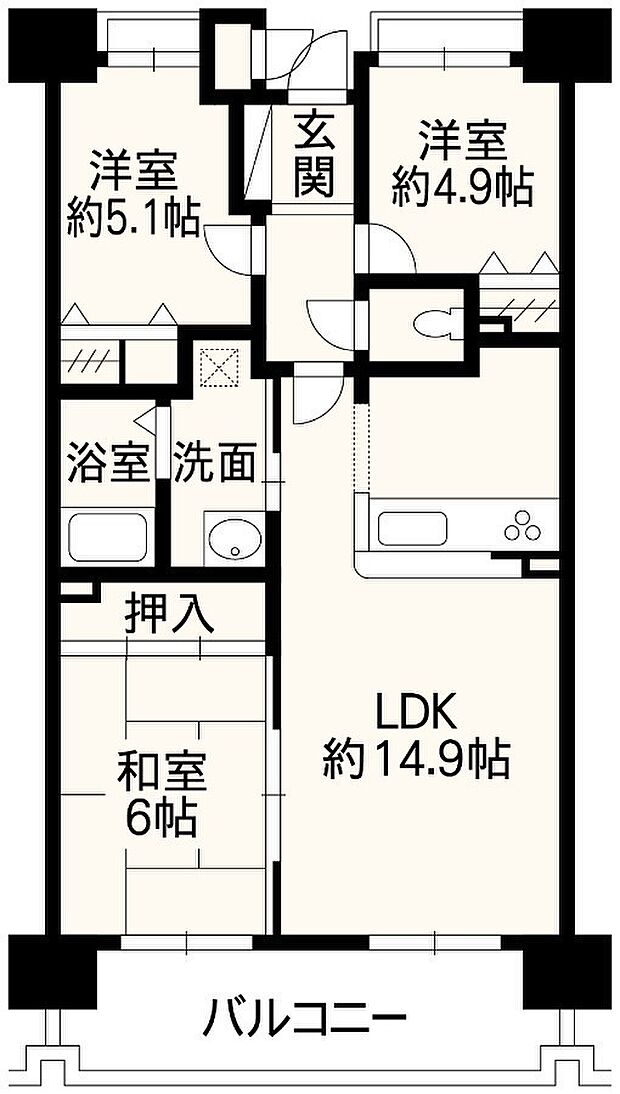 ロイヤルシャトー徳王(3LDK) 4階の内観
