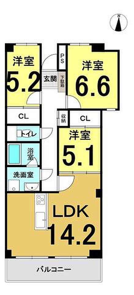 伊丹駅前ファミリーハイツ(3LDK) 9階の間取り図