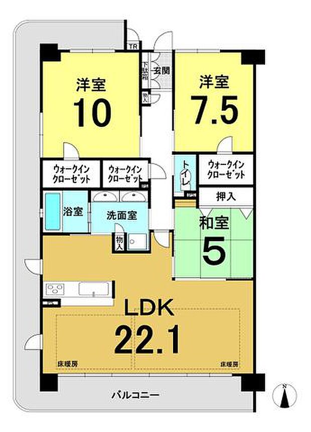 リバーガーデン伊丹高台(3LDK) 6階の間取り図