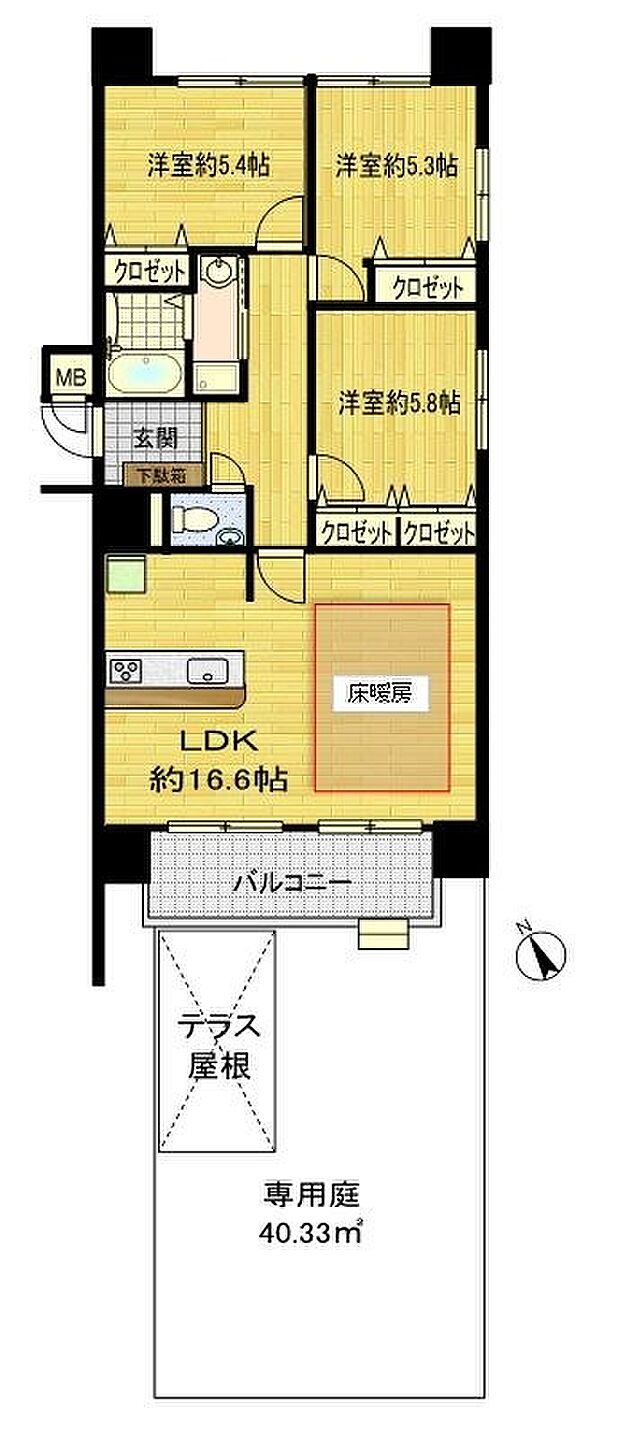 加古川グリーンシティ(3LDK) 1階/104の内観