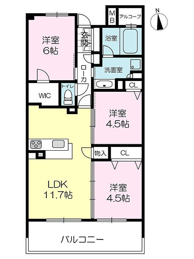 プレサンスロジェ姫路II(3LDK) 6階/602の間取り図
