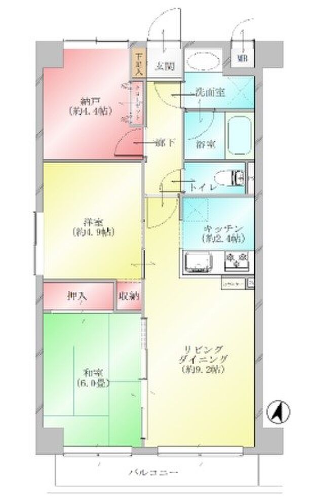 マイキャッスル武蔵小杉(2SLDK) 2階の間取り図