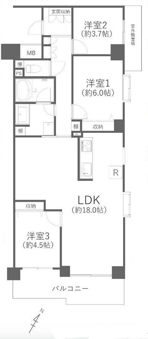シティクレスト東戸塚(3LDK) 5階の間取り図