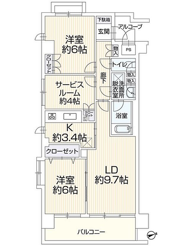 ルーフバルコニー付き角部屋！