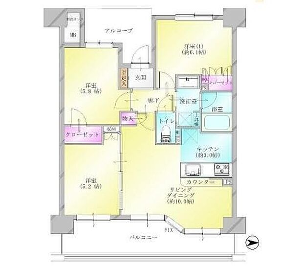 デイパーク横濱綱島(3LDK) 6階の間取り図