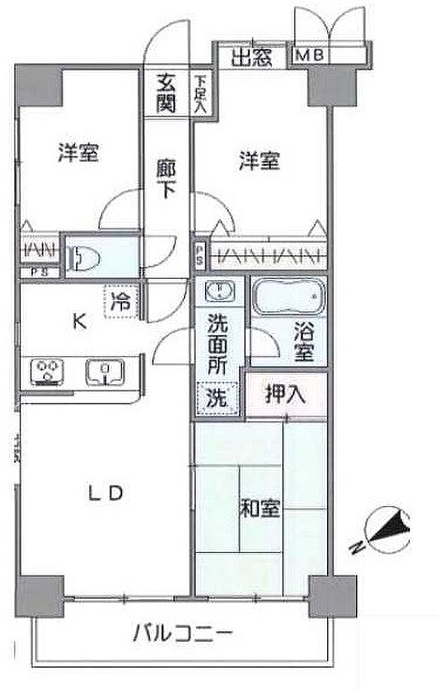 ラフィネ横浜反町(3LDK) 5階の間取り図