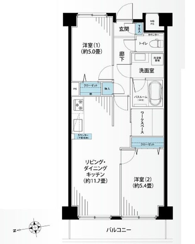 コーラル東戸塚(2SLDK) 3階の間取り図