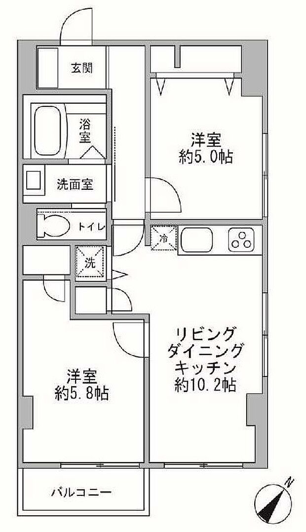ビレッタ横浜(2LDK) 3階の間取り図