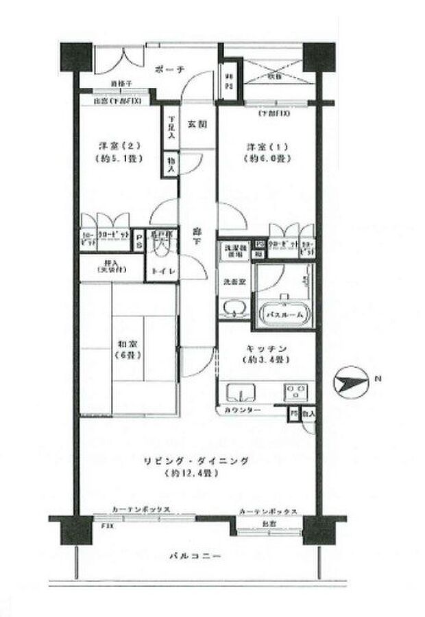 クリオ横浜大口参番館(3LDK) 5階の間取り図