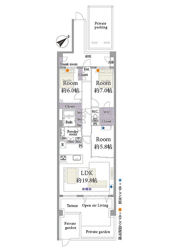 レイディアント横濱ユーロヒルズ(3LDK) 5階の間取り図