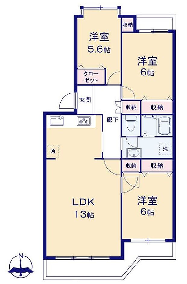 とみおか住宅3号棟(3LDK) 3階の間取り図