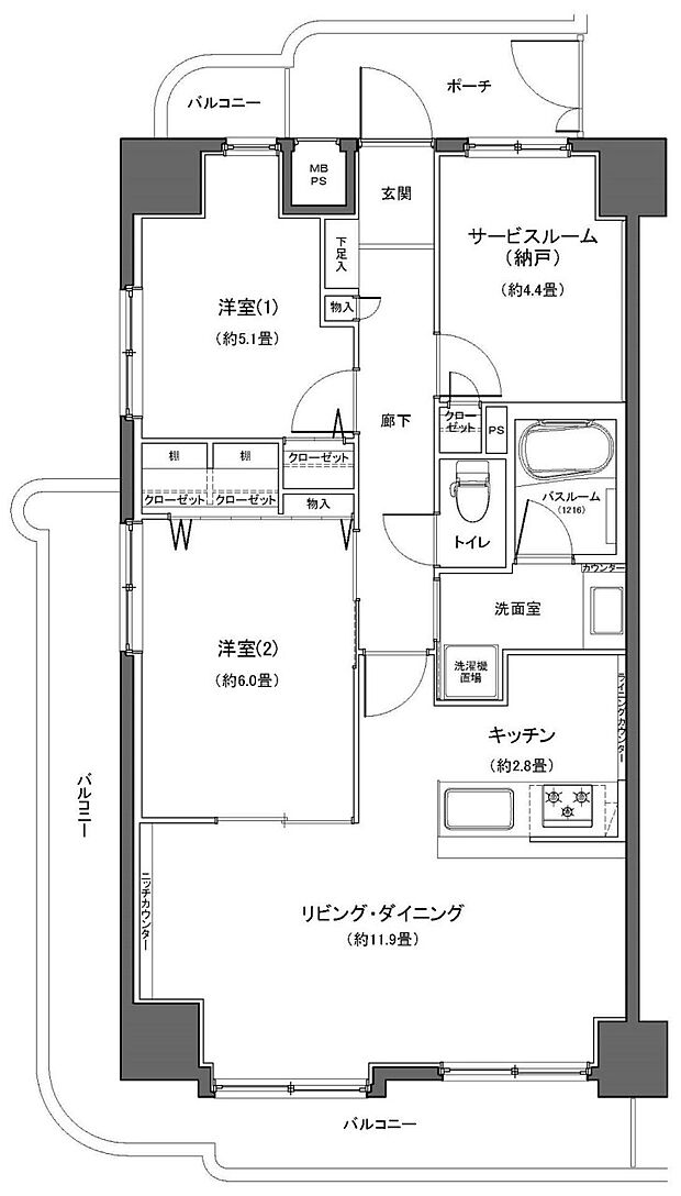 ライオンズガーデン戸塚(2SLDK) 2階の間取り図