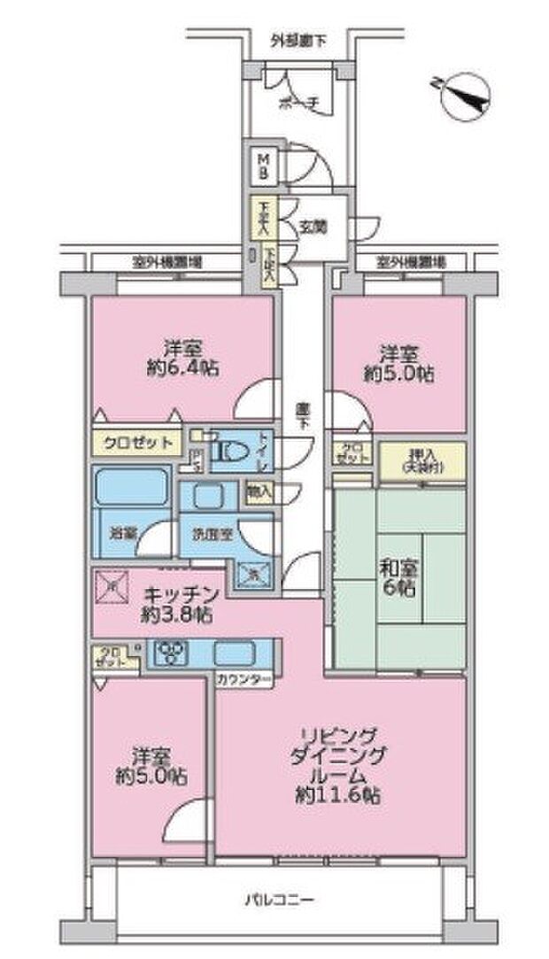 ウィスティリアヒルズ戸塚(4LDK) 8階の間取り図