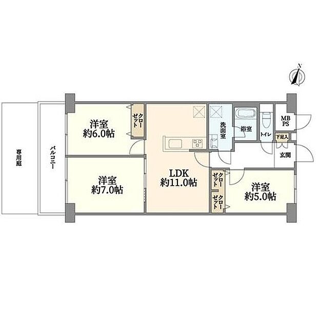 日当たり通風良好な専用庭付き住戸！