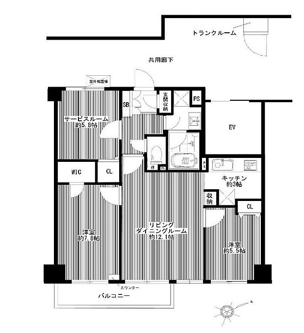 ガーデンホーム東寺尾ヒルズ(2SLDK) 4階の間取り図