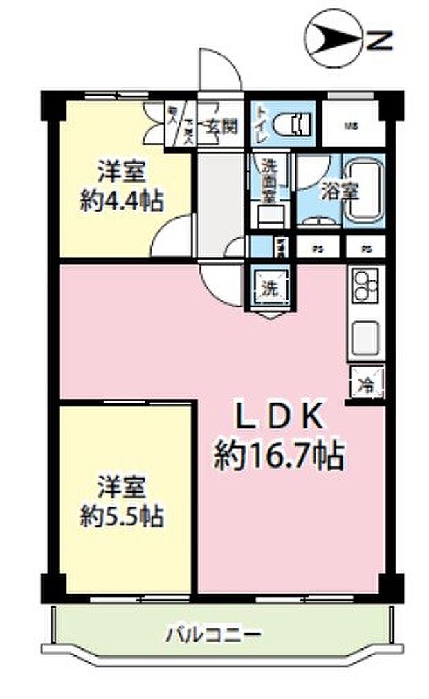 豊栄綱島マンション(2LDK) 4階の間取り図