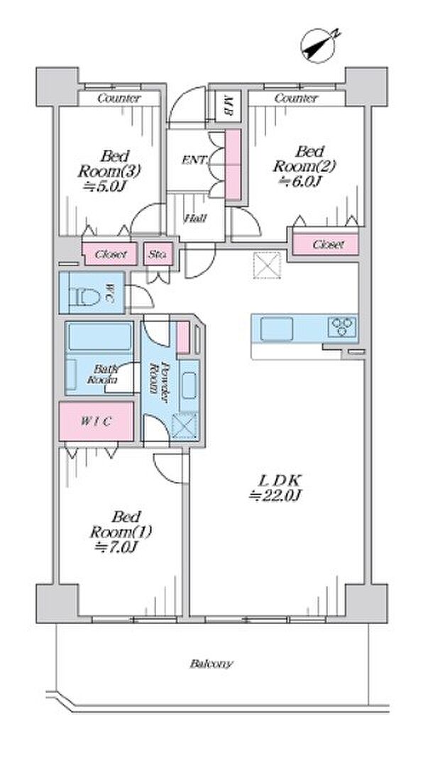 マークスプリングスメゾンＢ棟(3LDK) 3階の間取り図
