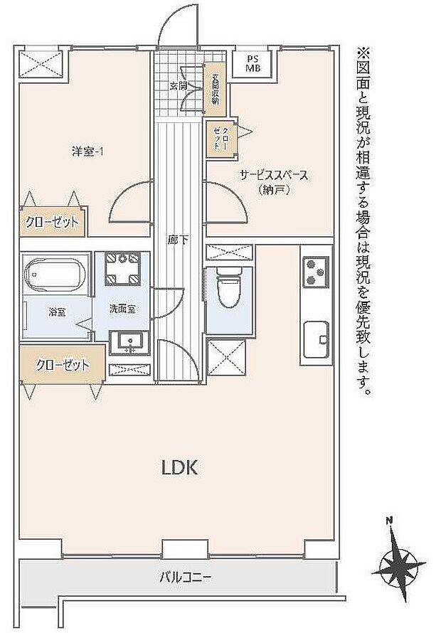 ライオンズマンション川崎大師(1SLDK) 3階の間取り図